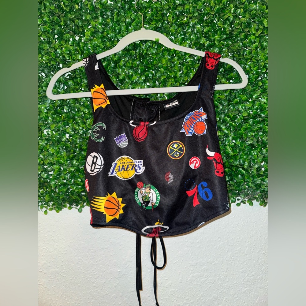 NBA Black Crop Top with Team Logos